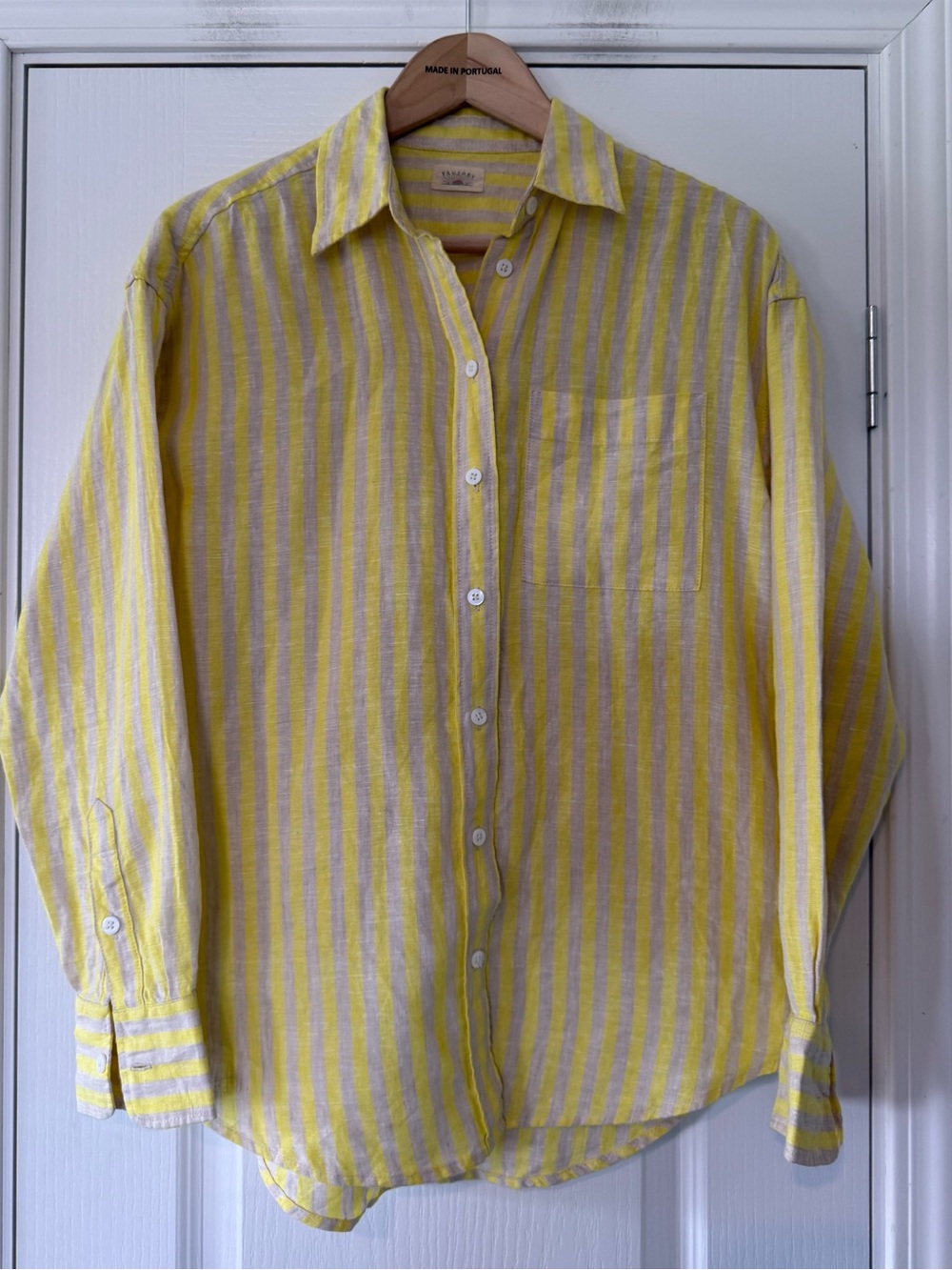 Faherty Laguna Linen Relaxed Shirt - Golden Kiwi Lucy Stripe - Picture 9 of 13